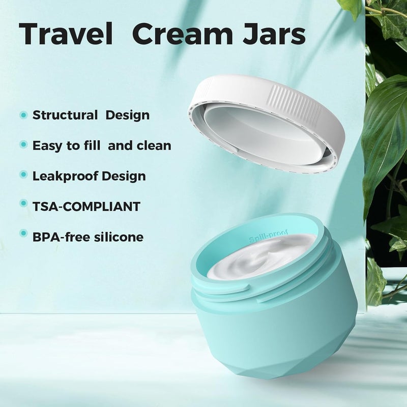 WLEAD Travel Containers for Toiletries, 4-Pack TSA Approved Silicone Jars (2.5oz) - BPA Free Leakproof Cosmetic Containers for Creams, Lotion, Skincare & Makeup with Bonus Waterproof Bag - Image 4